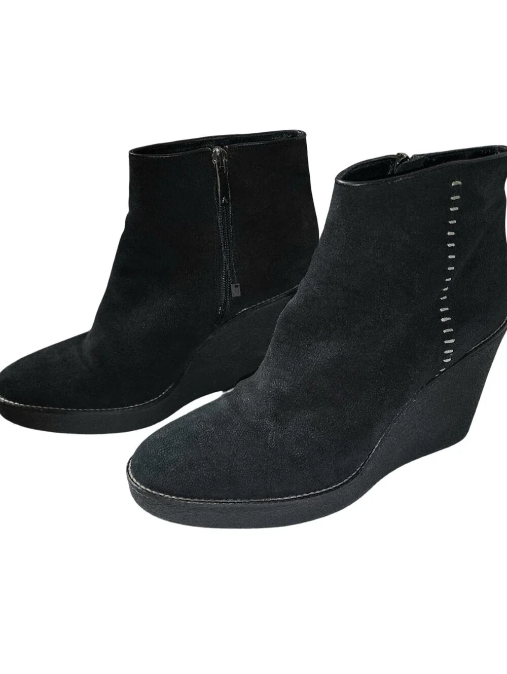 AQUATALIA Vina Weatherproof Black Suede Wedge Ankle Boots Size 10 NWOB Italy